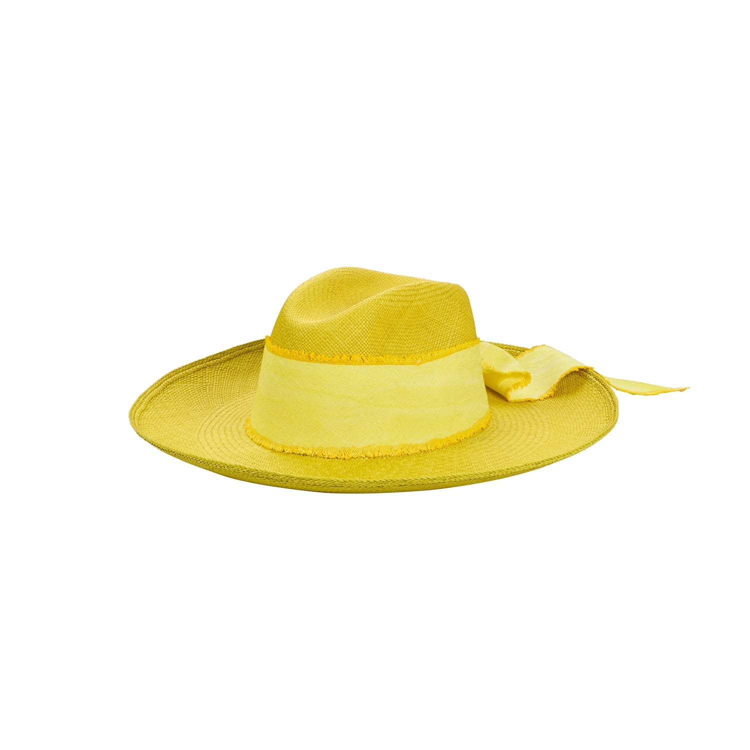 Yellow hand dyed toquilla straw sun hat, Izu - Clasico with custom initials