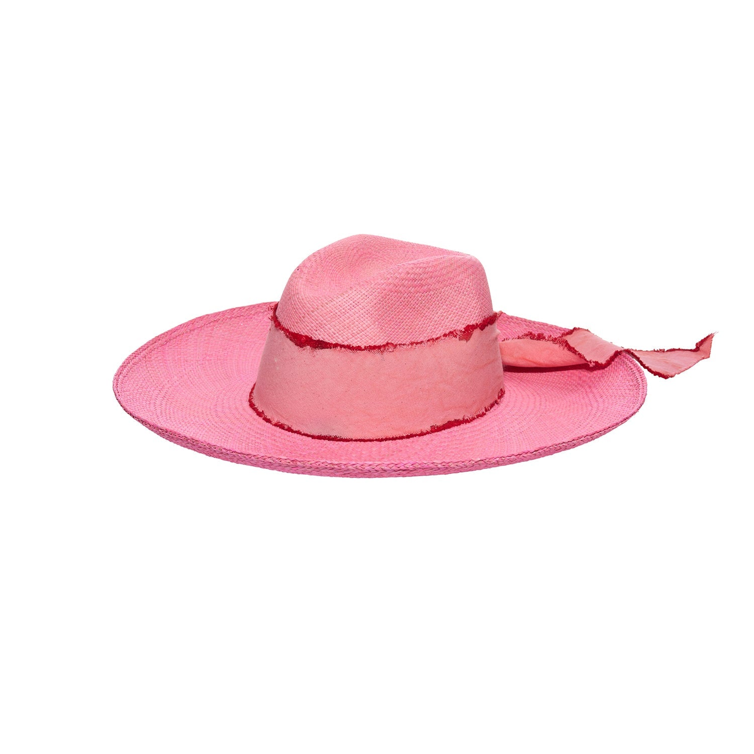 Pink hand dyed Toquilla straw sun hat from Izu - Clasico - Custom Initials collection