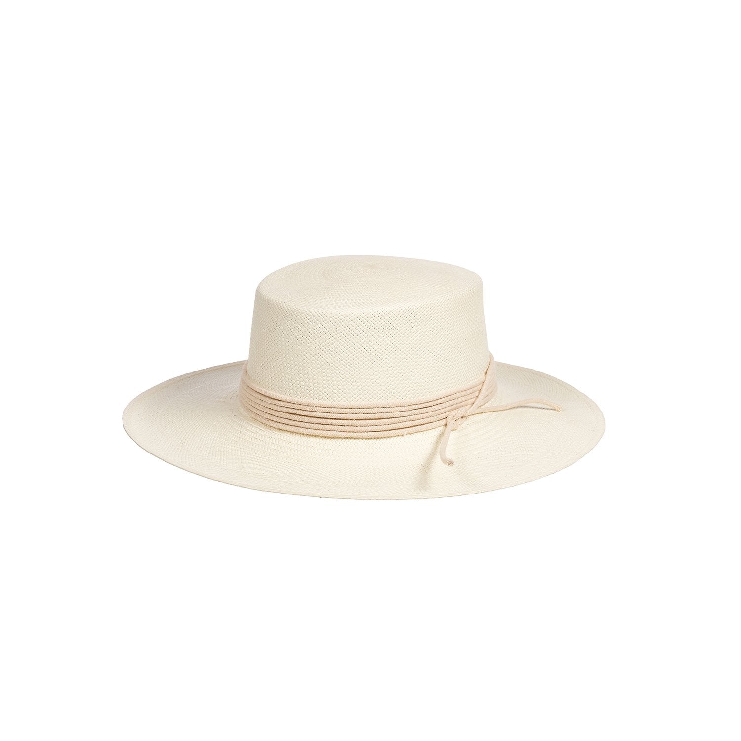 Cream-colored straw boater hat Torino made from genuine Toquilla straw and sustainable materials