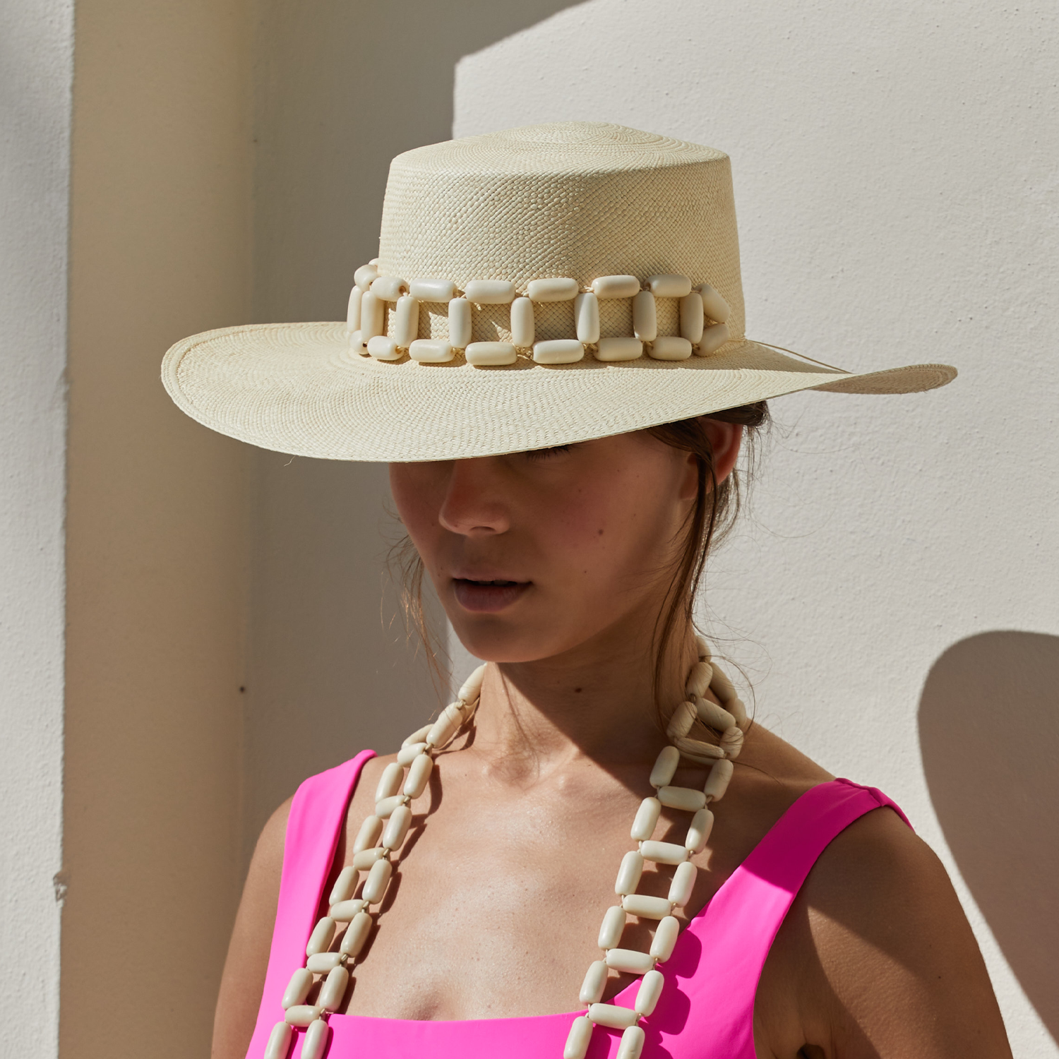 Ayabe Toquilla Straw hat with beaded band, a genuine Panama hat ethically handcrafted