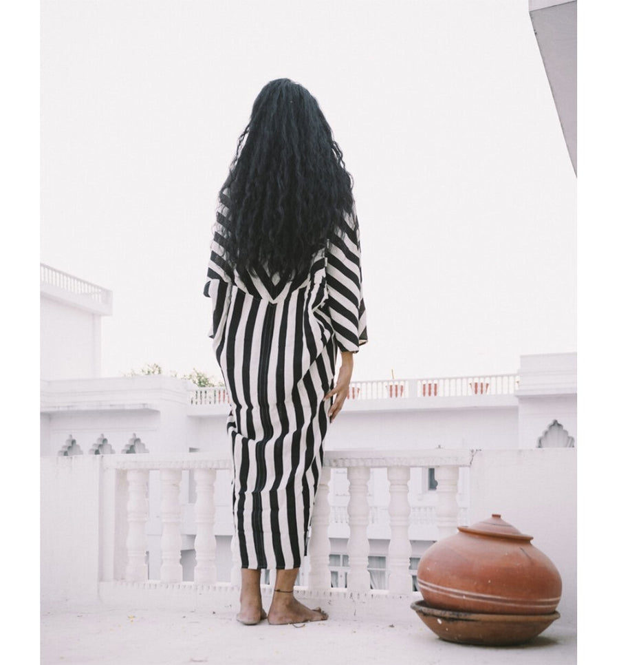 Essaouira Kaftan - Black & White - Clothing - A Perfect Nomad