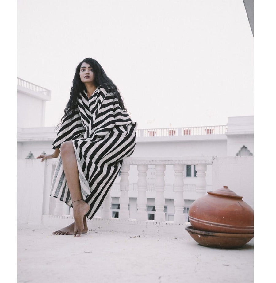 Essaouira Kaftan - Black & White - Clothing - A Perfect Nomad