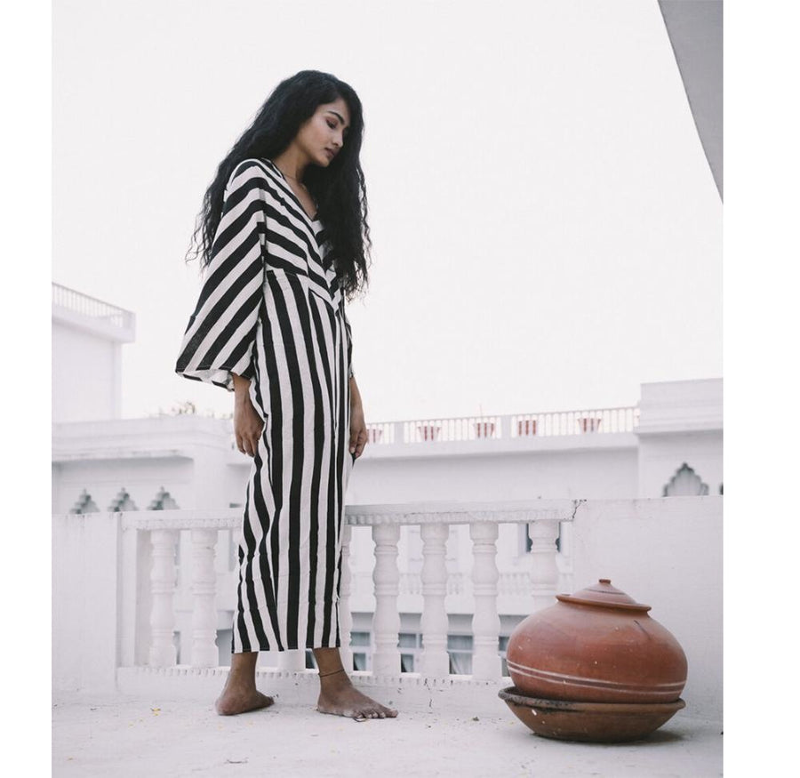 Essaouira Kaftan - Black & White - Clothing - A Perfect Nomad