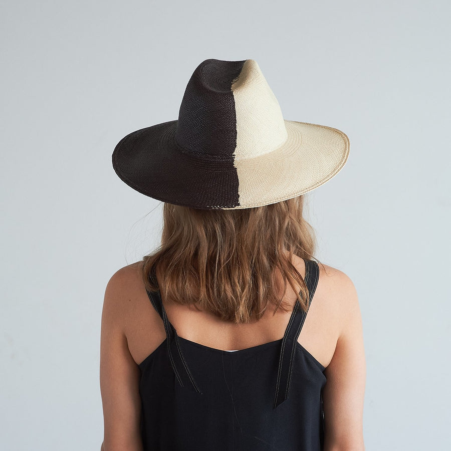 Urus Wide Brim - Toquilla Straw Two Tone Panama Hat | Artesano Natural/Black / XXL: 62 cm